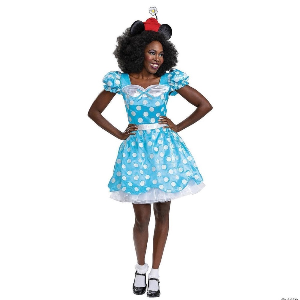 Disney Minnie Mouse Blue Polka Dot Kids Costume XL 16/18 NWT